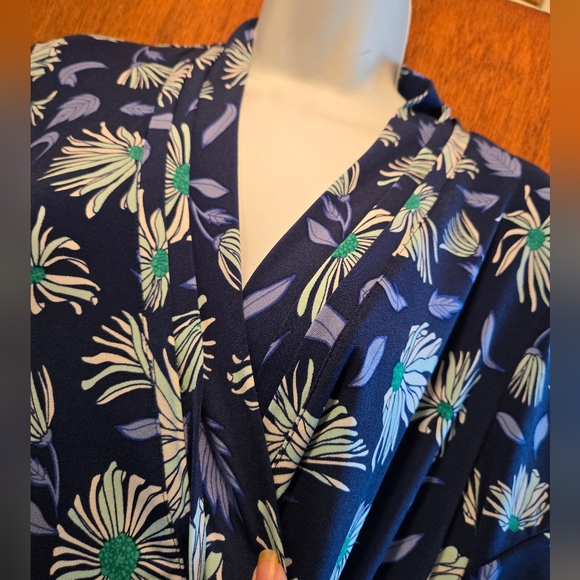 Liz Claiborne Career blue kimono 👘 style faux wrap dress szXL - Picture 3 of 9